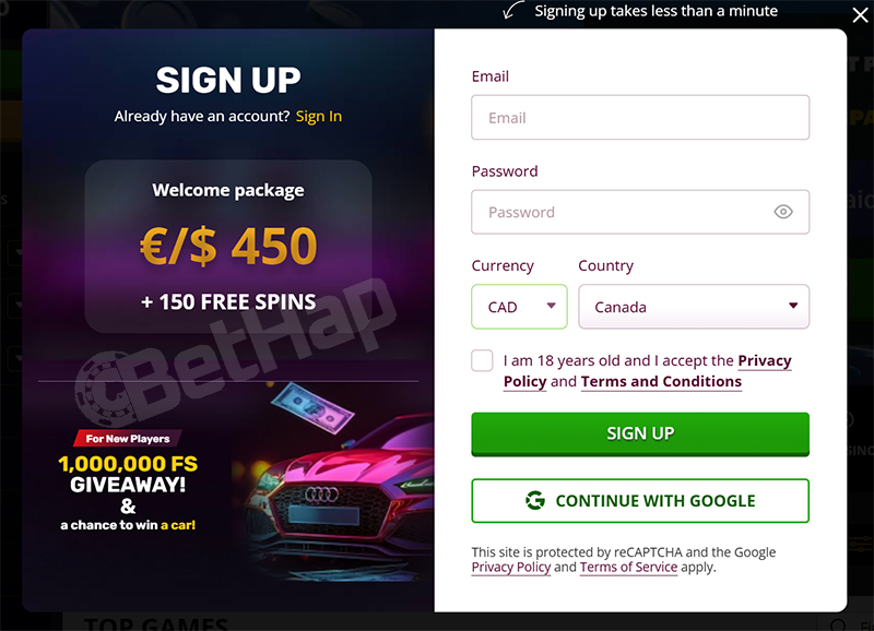 Playamo Casino Sign Up Process