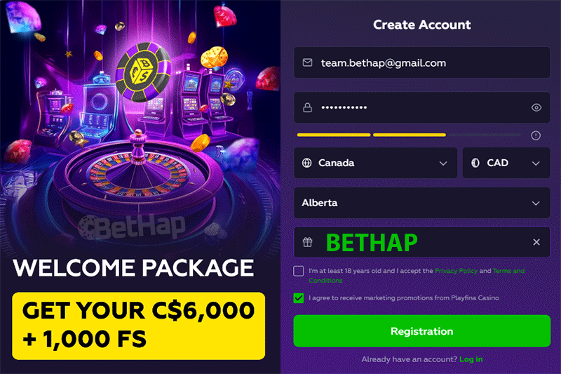 Playfina Registration Process