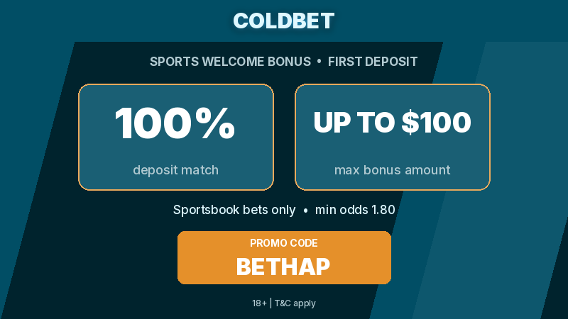 Coldbet sports welcome 100% up to $100 with BETHAP