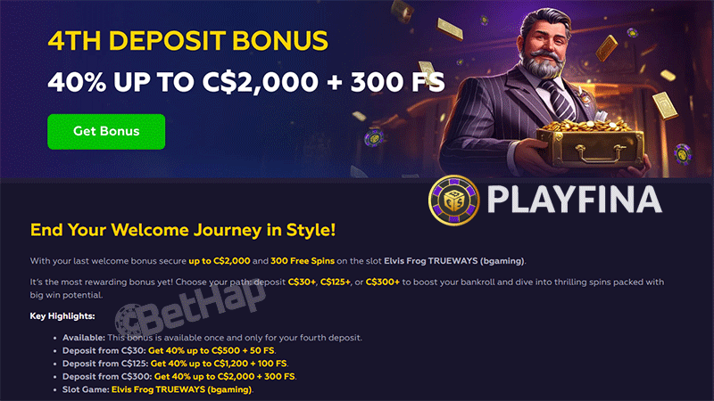 Playfina’s Fourth Deposit Bonus- Secure Up to C$2,000 + 300 Free Spins on Elvis Frog TRUEWAYS