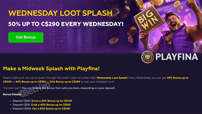 Playfina’s Wednesday Loot Splash - Three Bonus Options to Power Through the Week