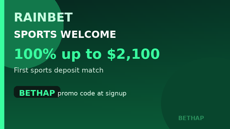 Rainbet sports welcome 100% up to 2100 dollars