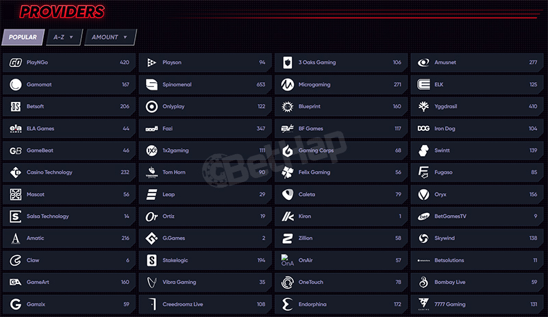 Quickwin Casino Software Providers