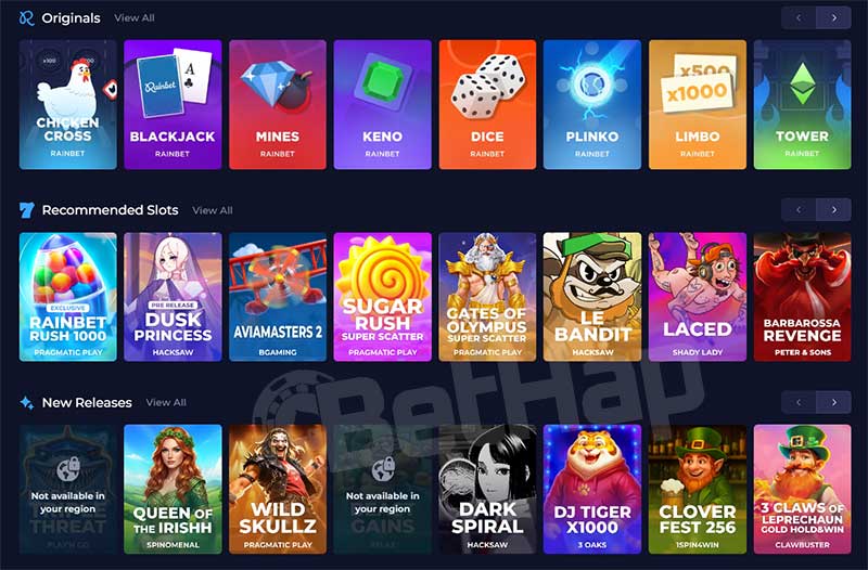 Rainbet Casino Games