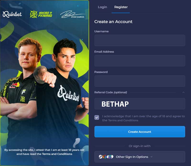 Rainbet Registration Process