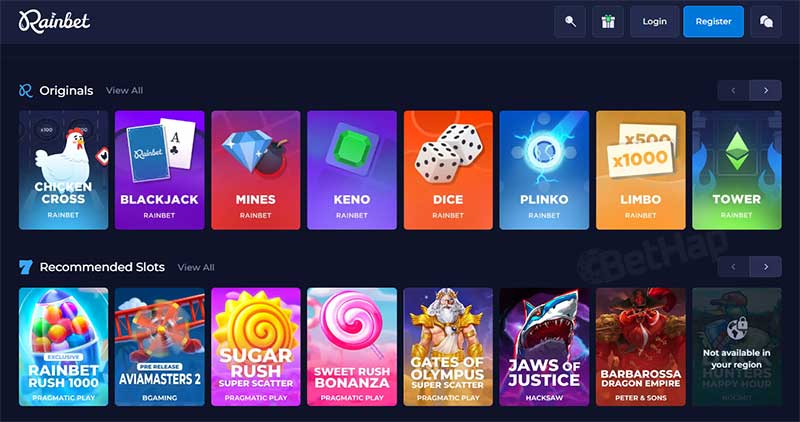 Rainbet Casino Section