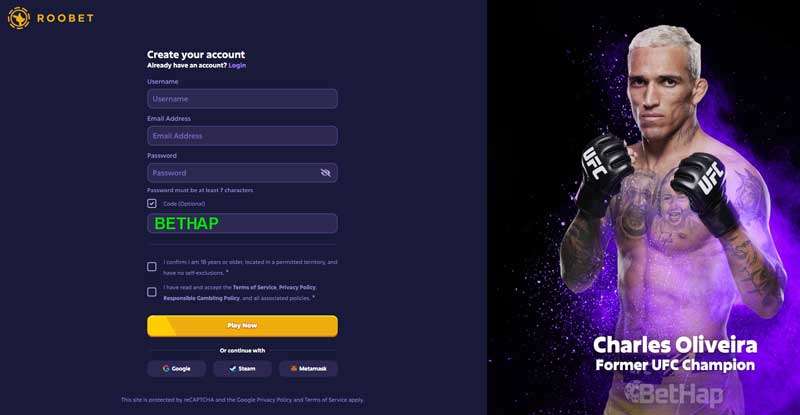 Roobet Casino Registration - step by step