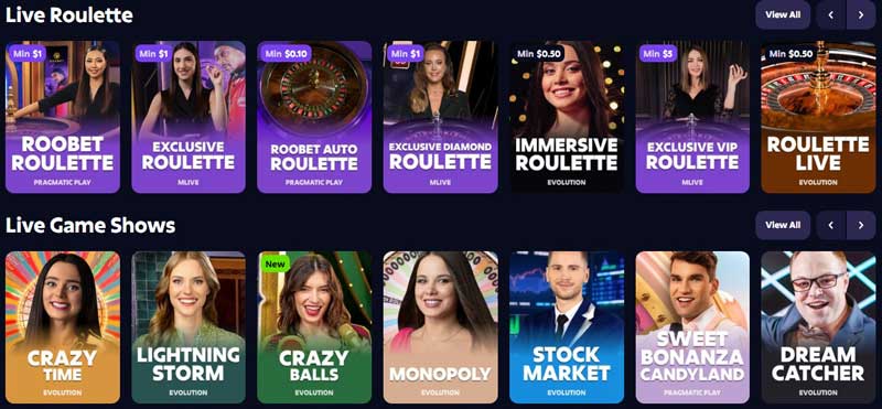 Roobet Live Casino Games