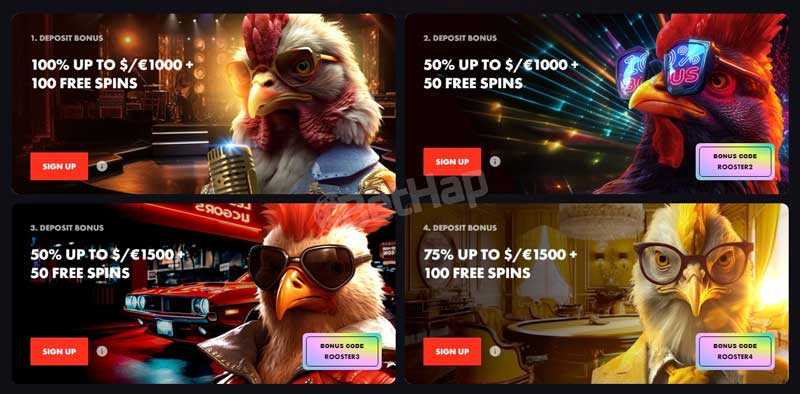 Rooster Bonuses and Promotions for Registered Players