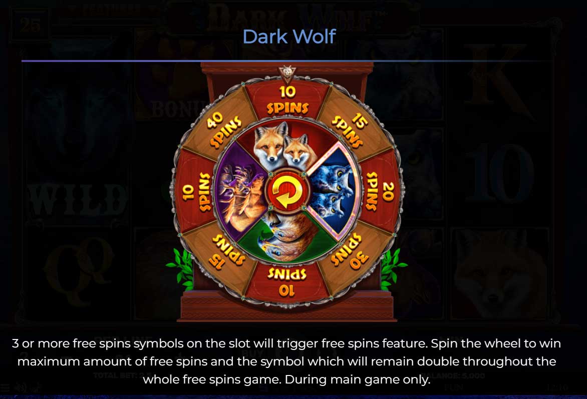Interface du jeu Dark Wolf sur Stake