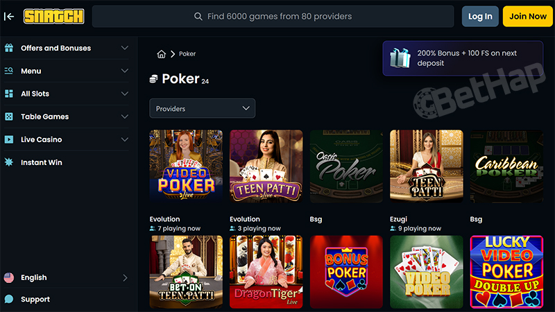 Snatch Casino RNG Table Games