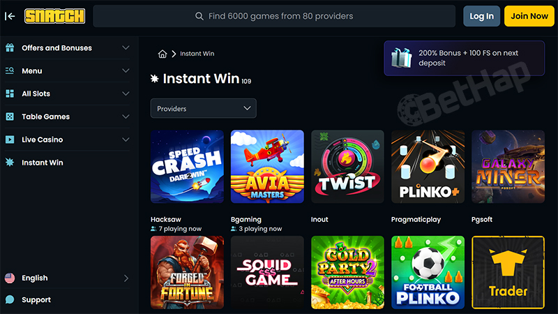 Snatch Casino Quick & Instant Games