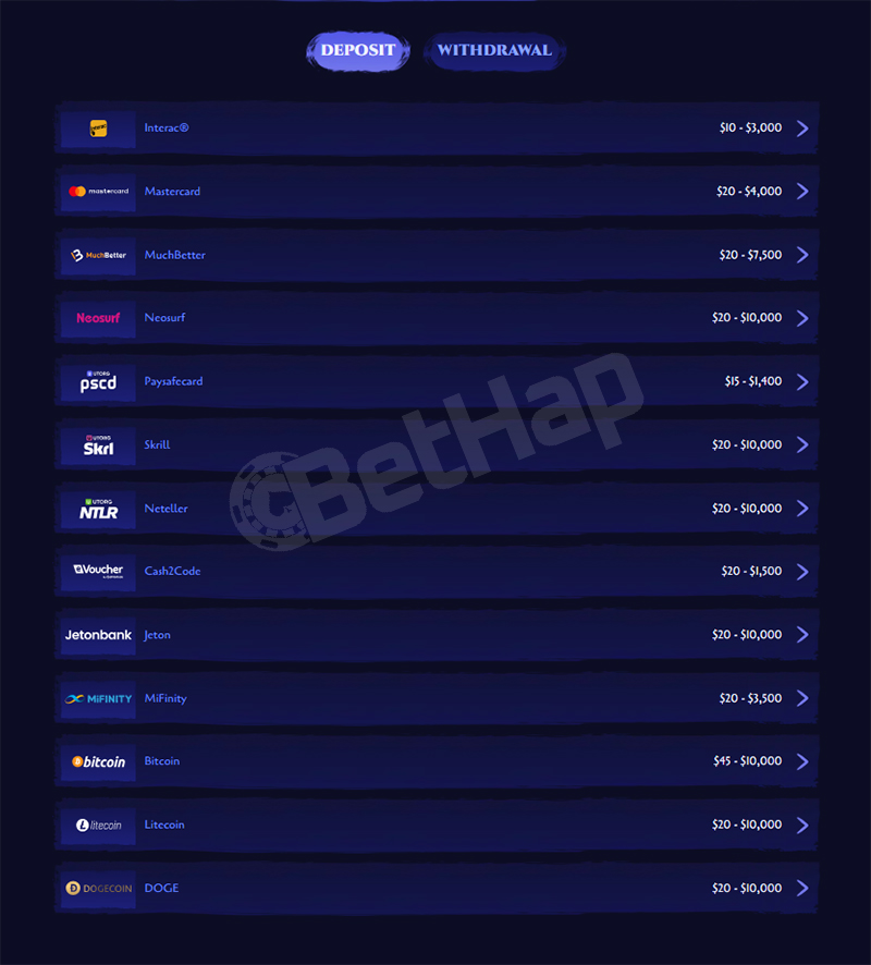 Spinight Payment Methods
