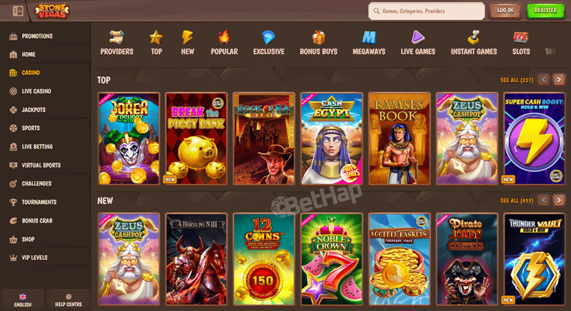 Stonevegas Casino Games Section