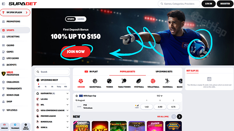 Supabet Casino Design and Interface